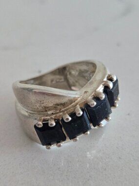 Sterling Silver 925 & Black Spinel Designer Ring
